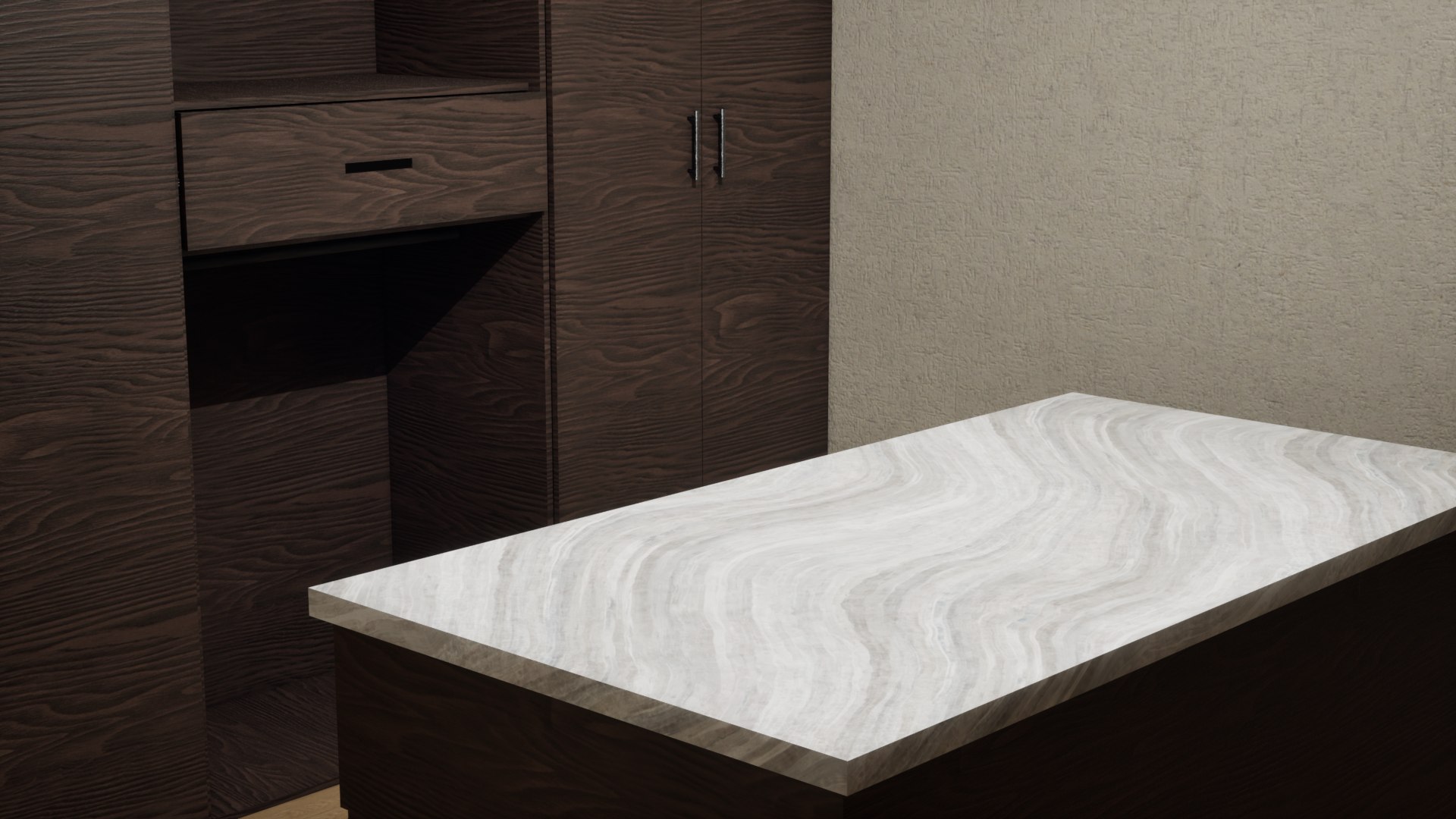 Walk-in closet in warm timber